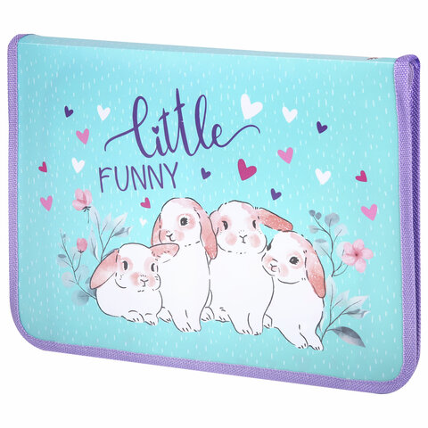 Папка для труда на молнии А4, 1 отделение, откидная планка, органайзер, Little bunny