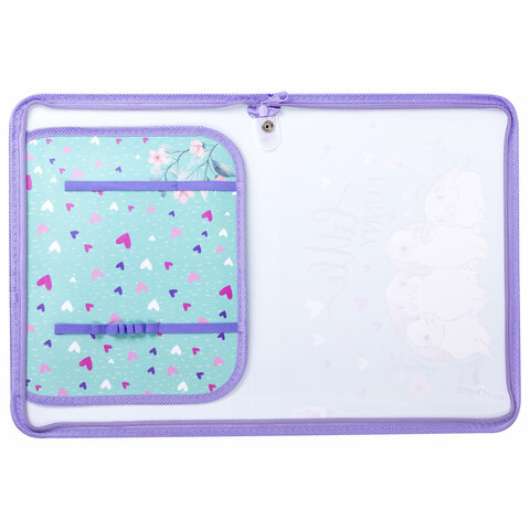 Папка для труда на молнии А4, 1 отделение, откидная планка, органайзер, Little bunny