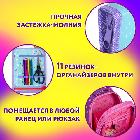 Папка для труда на молнии А4, 1 отделение, откидная планка, органайзер, Little bunny