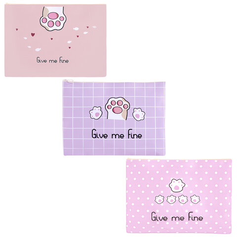 Папка для тетрадей А4, 1 отделение, ПВХ, на молнии, ассорти, ПИФАГОР Pawesome, 32x23 см