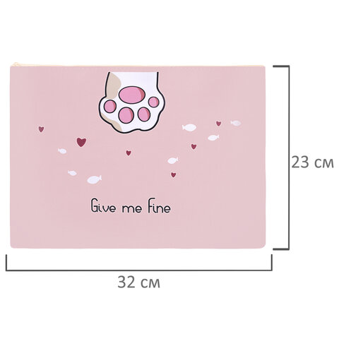 Папка для тетрадей А4, 1 отделение, ПВХ, на молнии, ассорти, ПИФАГОР Pawesome, 32x23 см