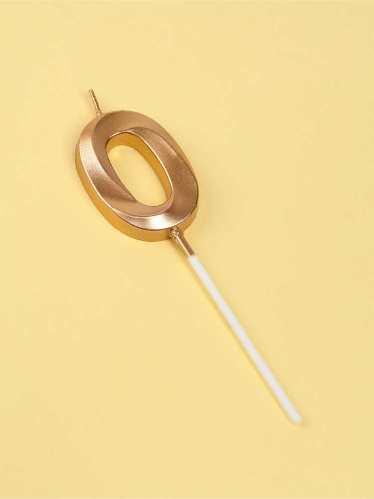 Свеча цифра для торта 0 на шпажке Грань, шампань, 5 см