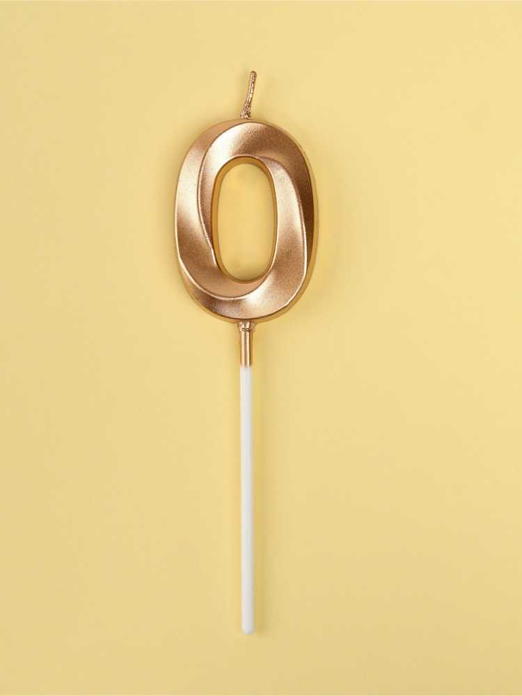 Свеча цифра для торта 0 на шпажке Грань, шампань, 5 см