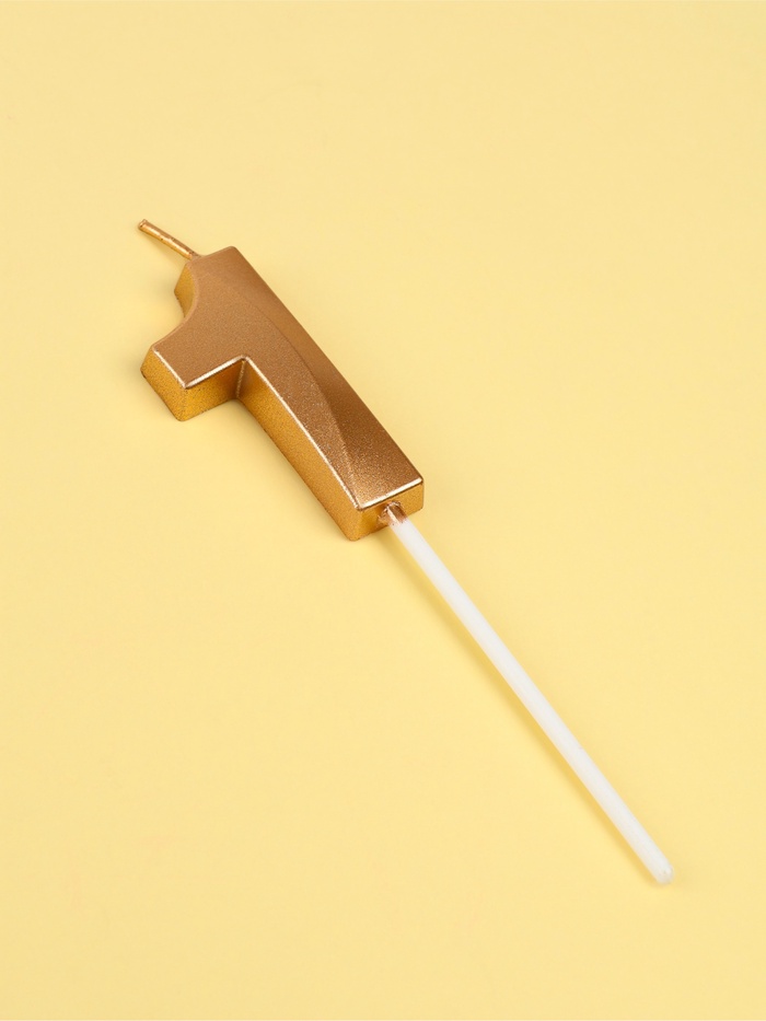 Свеча цифра для торта 1 на шпажке Грань, шампань, 5 см