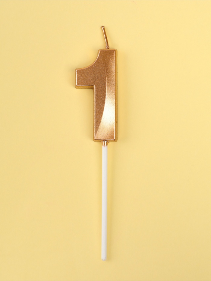 Свеча цифра для торта 1 на шпажке Грань, шампань, 5 см