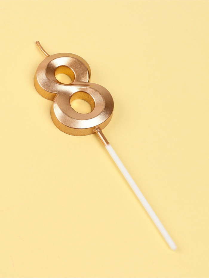 Свеча цифра для торта 8 на шпажке Грань, шампань, 5 см