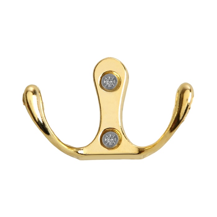 Крючок мебельный ТУНДРА TKd=005, двухрожковый, золото