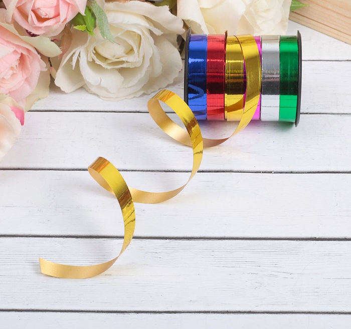 Лента упаковочная глянцевая, ассорти 0.8 см × 3 м (набор 6 цветов)