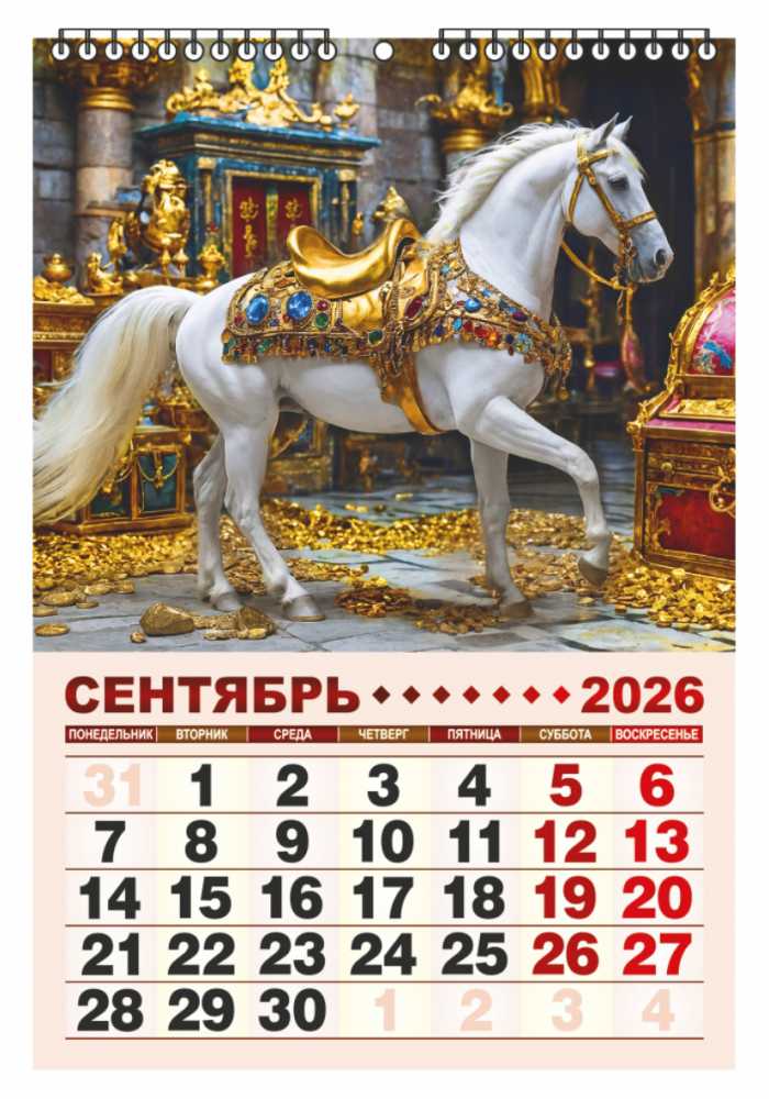Календарь настенный перекидной 170*250мм на 2026г. Год Богатой Лошади