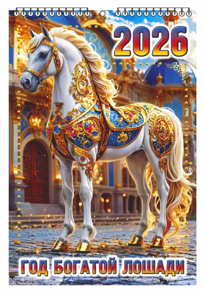 Календарь настенный перекидной 170*250мм на 2026г. Год Богатой Лошади