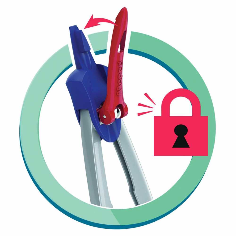 Готовальня MAPED (Франция) Stop System, 3 предмета, ударопрочный пенал с европодвесом