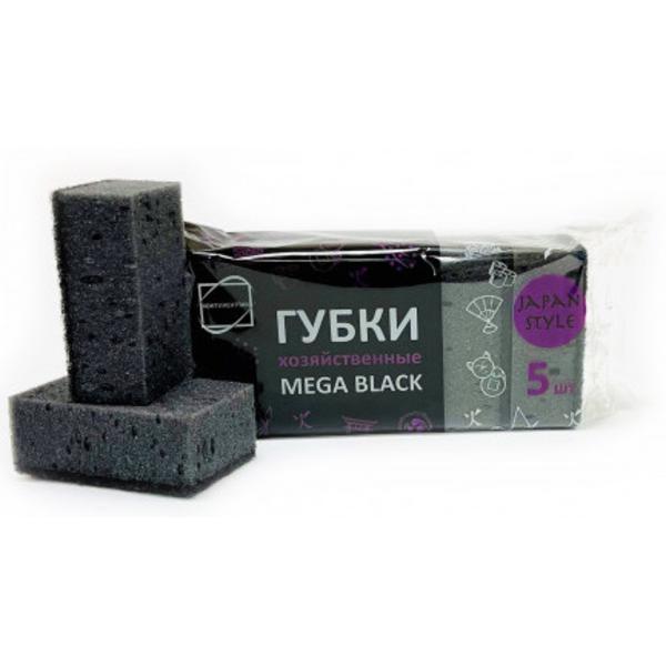 Губки для посуды МЕГА  BLACK (100*65*42мм), 5 шт/уп. (КонтинентПак)