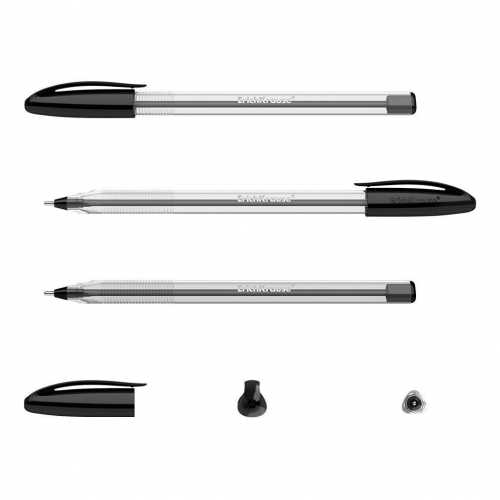 Ручка шариковая ErichKrause ULTRA GLIDE U-108 черная, 1мм, прозрачный корпус, 47566