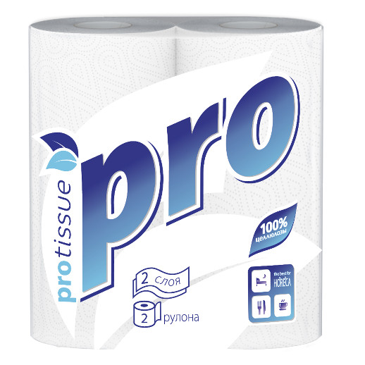 Полотенца бумажные PROtissue, 2 слоя, 2 рулона, 15м С162