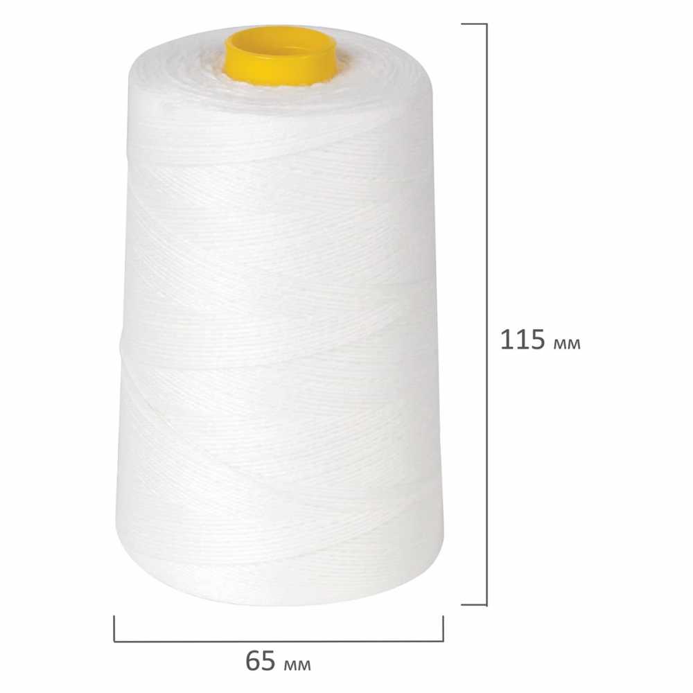 Нить лавсановая для прошивки документов, БЕЛАЯ, диаметр 1 мм, длина 1000 м, ЛШ 210, BRAUBERG