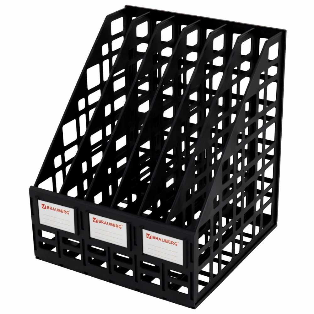 Лоток вертикальный для бумаг BRAUBERG "ULTRA", 240 мм, 6 отделений, сетчатый, сборный, черный
