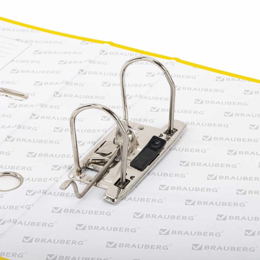 Папка-регистратор, покрытие пластик, 75 мм, ПРОЧНАЯ, с уголком, BRAUBERG, желтая