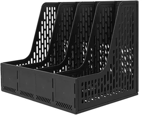 Лоток для бумаг вертикальный 4-х секционный Deli 32*25*27см черный, сборный, пластик