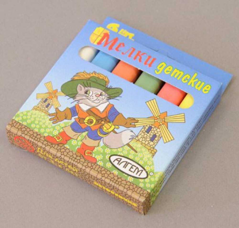 Мел цветной школьный 6 шт, Алгем