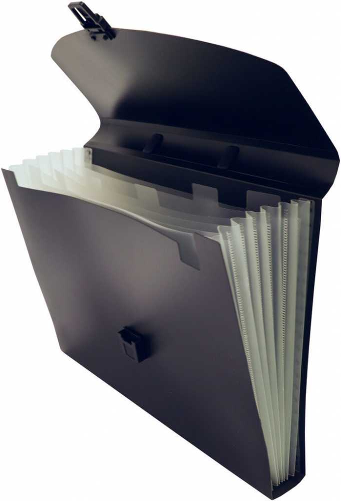 Портфель 6 отделений, А4 с ручкой и замком, пластик, чёрный