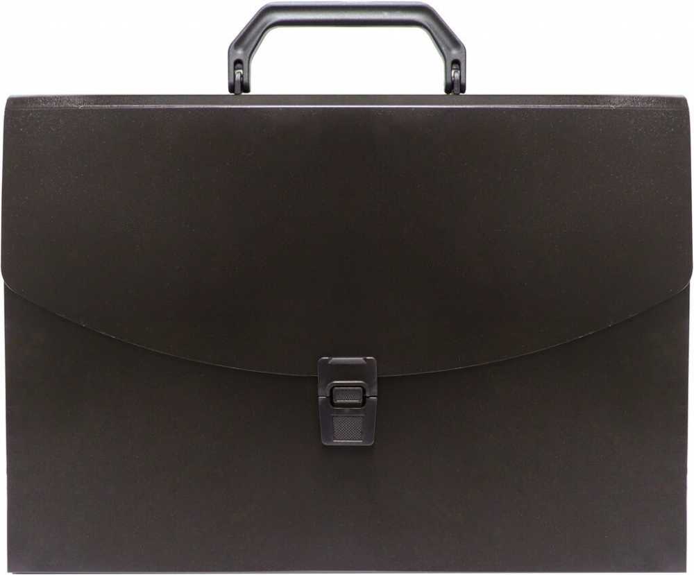 Портфель 6 отделений, А4 с ручкой и замком, пластик, чёрный