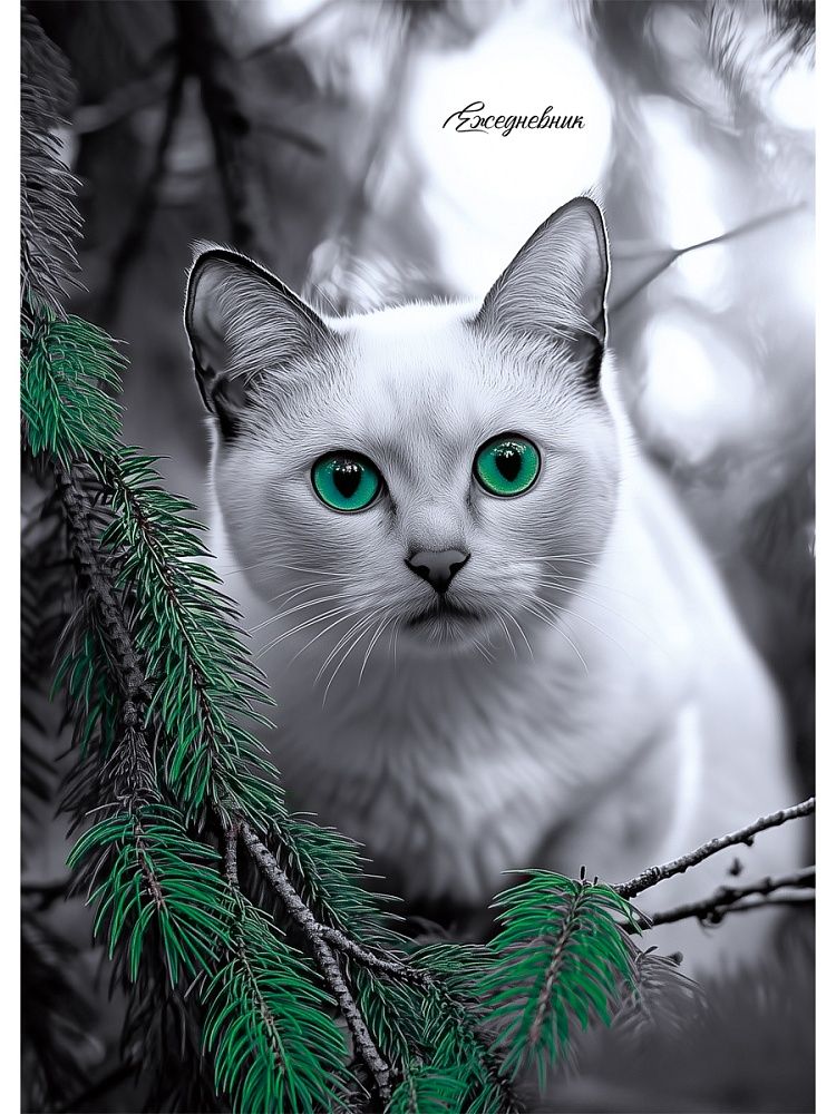 Ежедневник недатированный А5 80л., Зеленоглазый кот