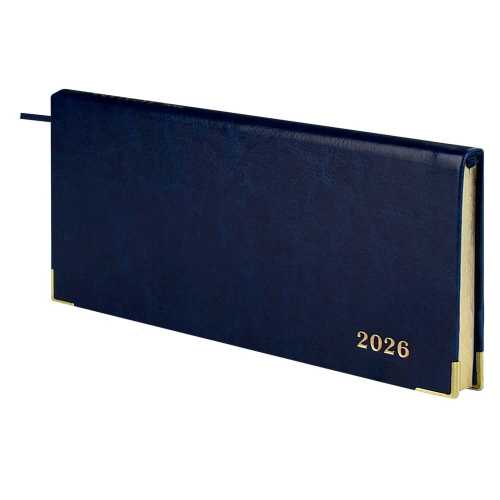 Планинг датированный 2026г 170*88мм 64л., интегральный переплёт, искусственная кожа, Сариф синий ляссе