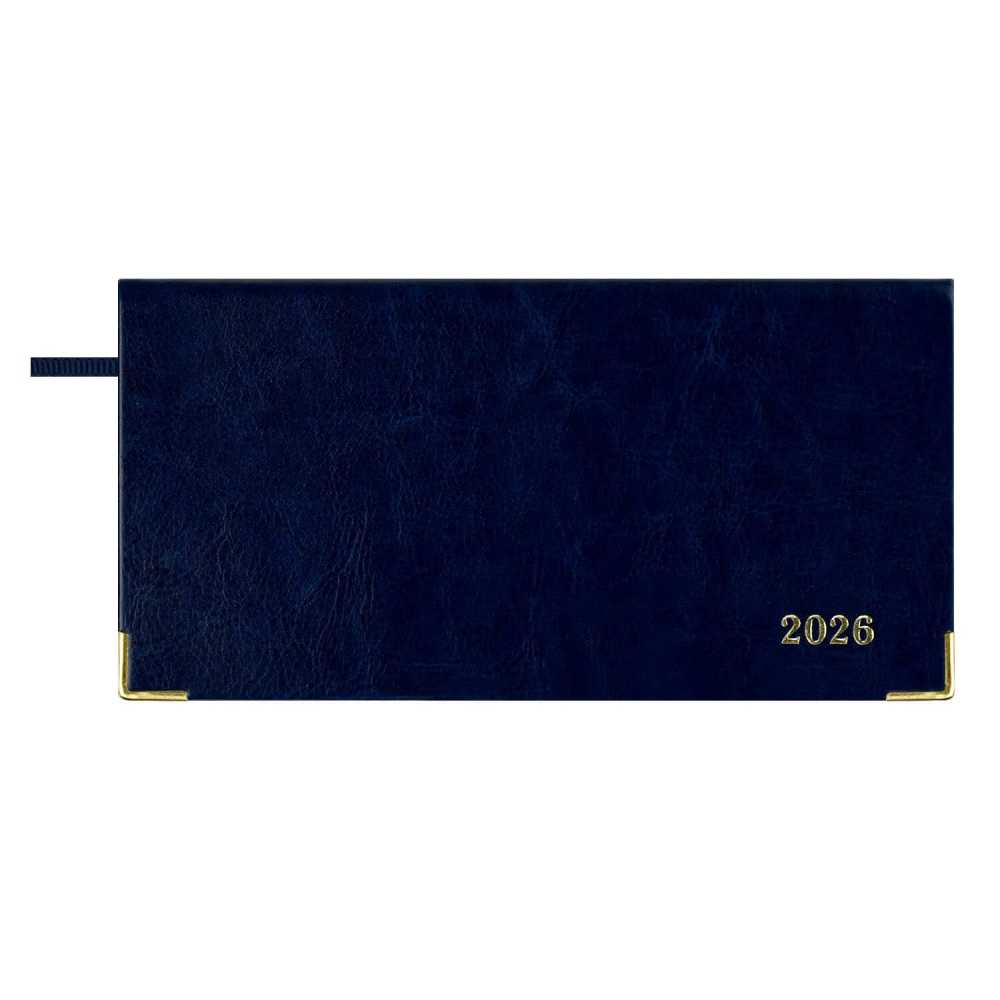 Планинг датированный 2026г 170*88мм 64л., интегральный переплёт, искусственная кожа, Сариф синий ляссе