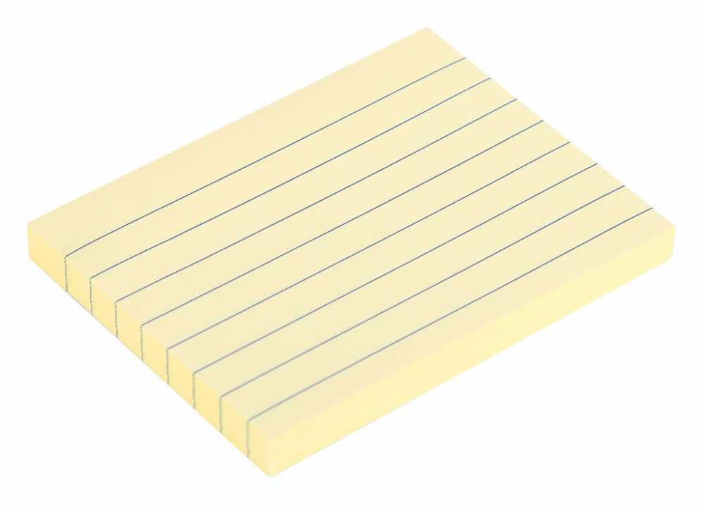 Бумага с липким краем (76*101мм) 100л., жёлтая, линейка Deli