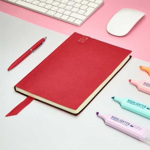 Ежедневник недатированный А5 136л., мягкий переплет, искусственная кожа Trend. Красный, ляссе Bruno visconti