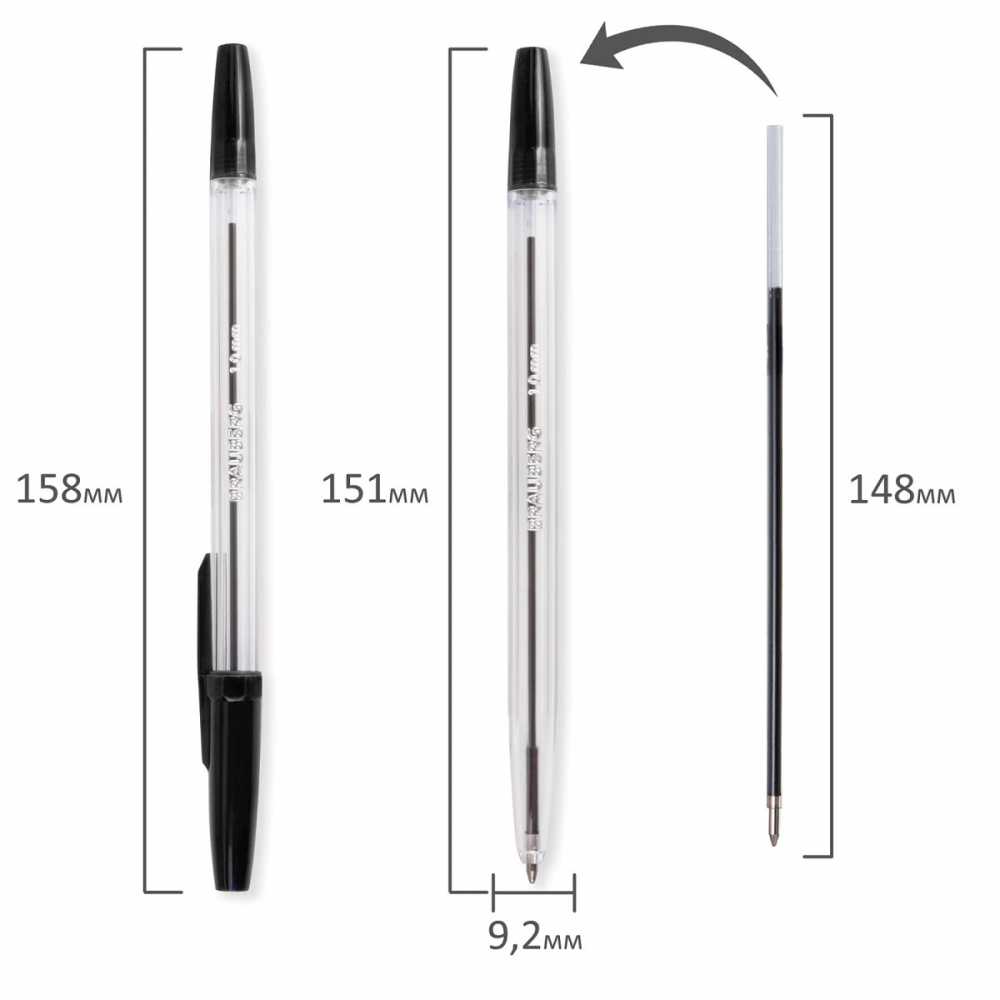 Ручка шариковая BRAUBERG Line, ЧЕРНАЯ, корпус прозрачный, узел 1 мм, линия письма 0,5 мм