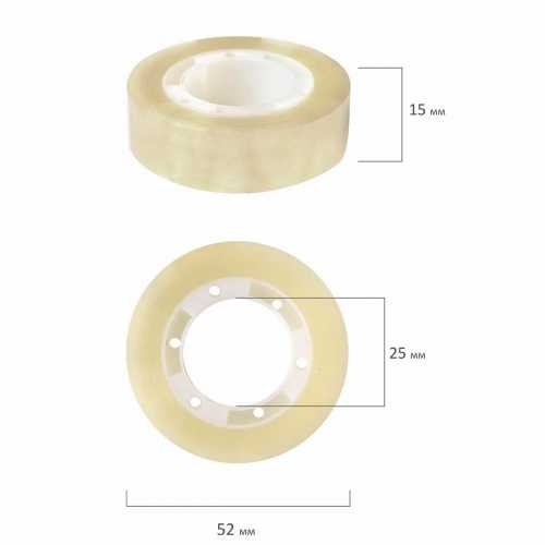 Клейкая лента (скотч) 15 мм х 33 м канцелярский BRAUBERG, прозрачный