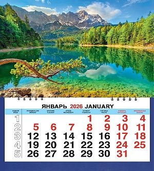 Календарь одноблочный МАЛЫЙ 200*240 мм на 2026г. Сосна у озера