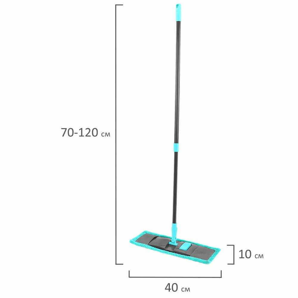 Швабра КОМПЛЕКТ флаундер 40 см + МОП микрофибра (ТИП К) + черенок 70-120 см, ЛЮБАША БЮДЖЕТ