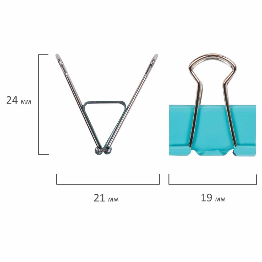 Зажимы для бумаг STAFF Profit, 12 шт., 19 мм, на 60 листов, цветные, картонная коробка