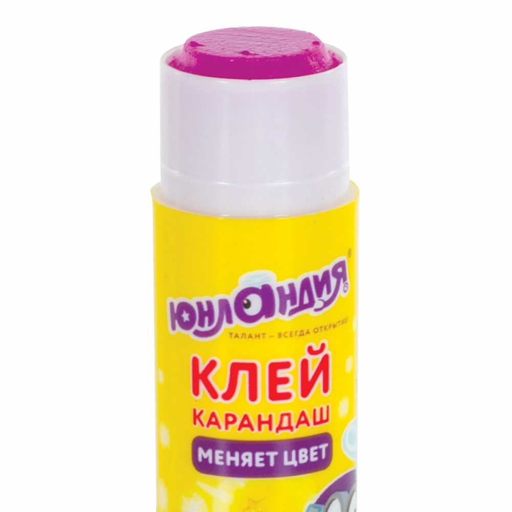 Клей-карандаш цветной ЮНЛАНДИЯ "ЮНЛАНДИК И ХАМЕЛЕОН", 15 г, обесцвечивающийся после высыхания