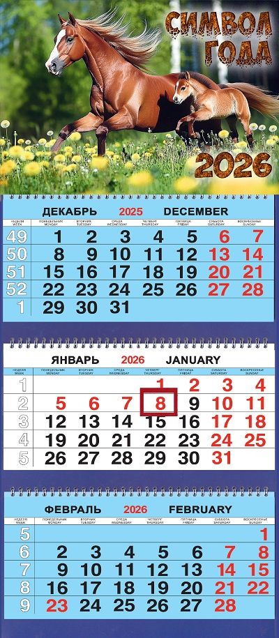 Календарь квартальный на 2026 год, 3 блока 3 гребня с курсором, 310*690мм. Семейка в одуванчиках