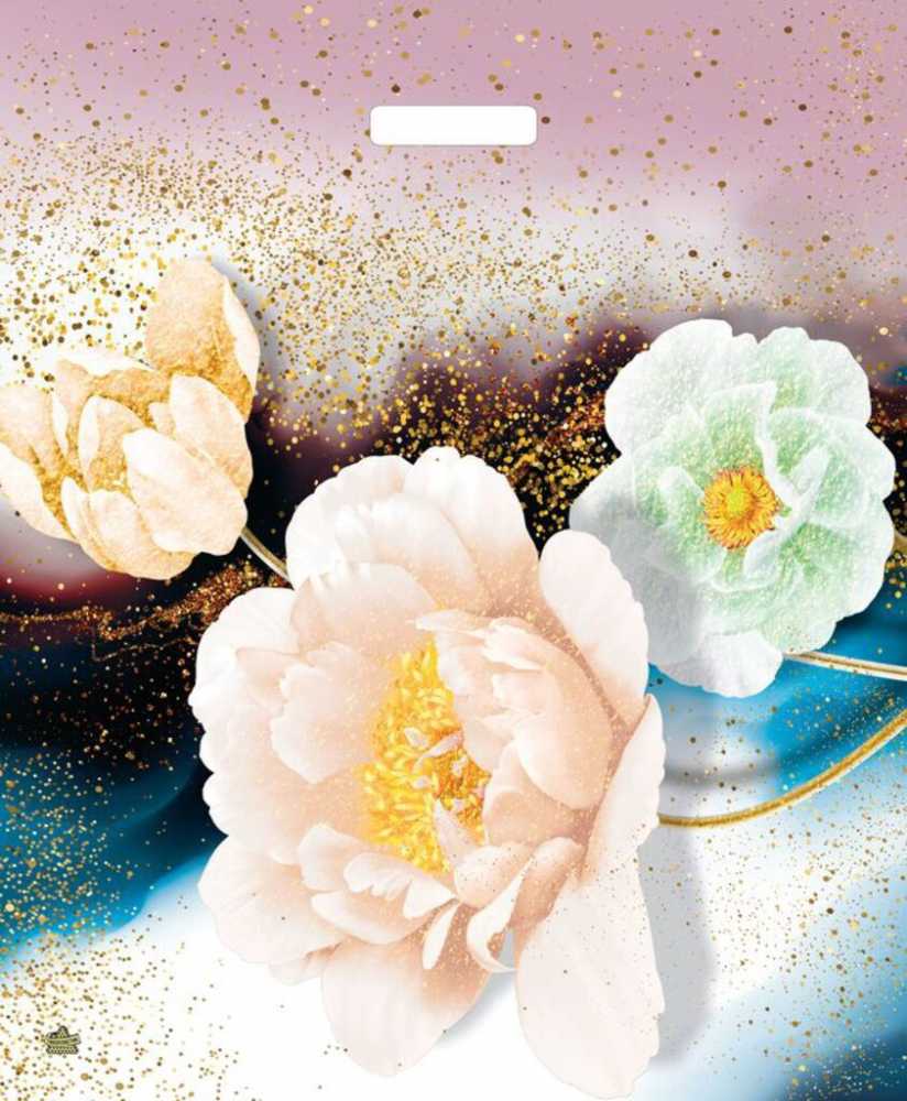 Пакет подарочный 60*50см, плотность 100мкм, с вырубной ручкой, Цветочный БИГ 20 кг