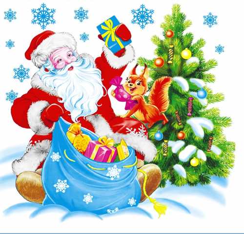 Салфетки бумажные новогодние 24*24см, однослойные, Дед Мороз 50 шт.