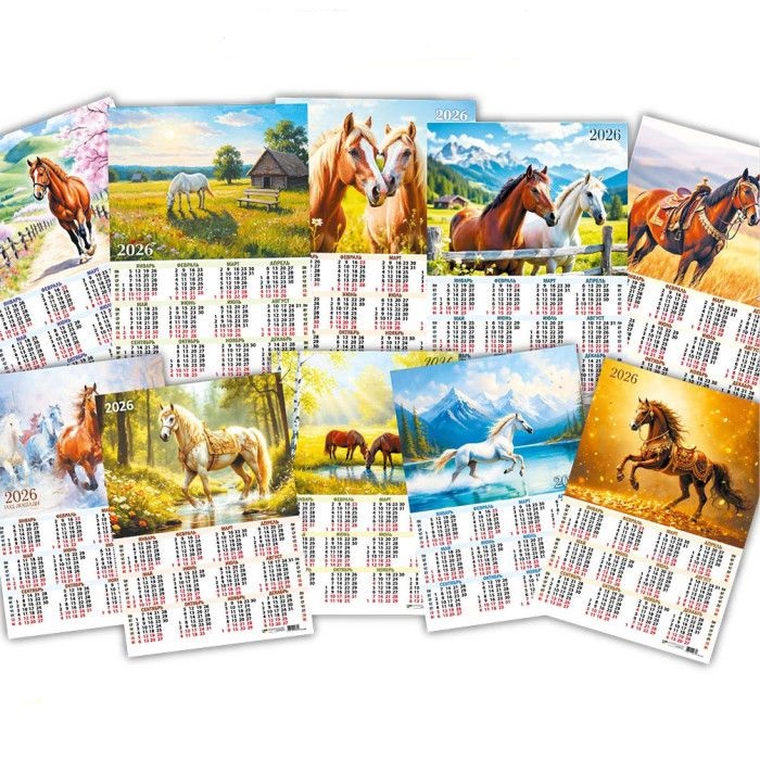 Календарь листовой А3 297*420мм на 2026г. Ассорти. Символ года.
