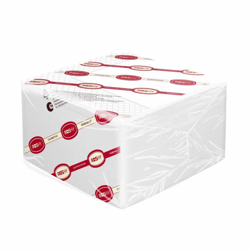 Салфетки бумажные белые 33*33 2 слоя, 1/8 сложения, 100 листов, Roshy