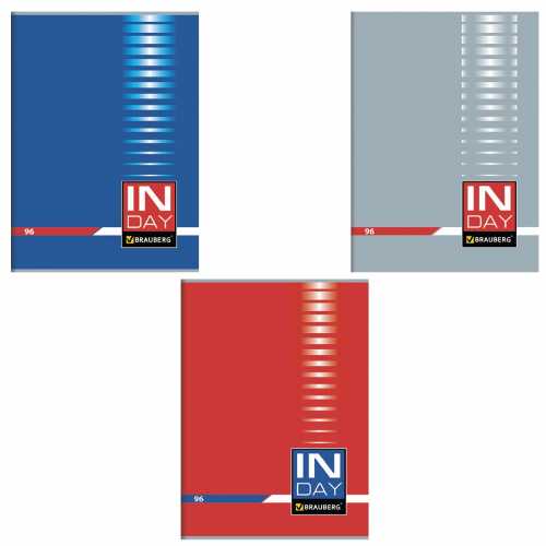 Тетрадь А4, 96 л., BRAUBERG скоба, клетка, обложка картон, INDAY