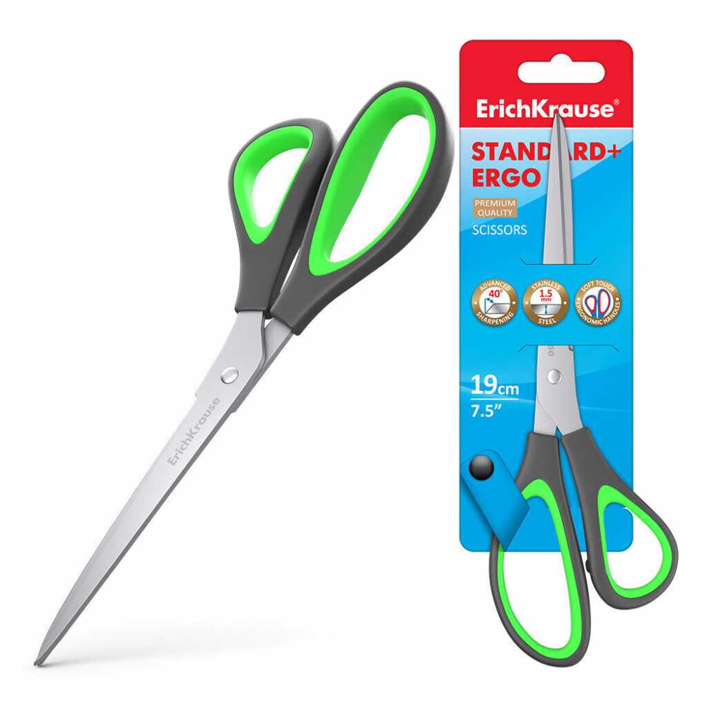 Ножницы ErichKrause EasyCut+ Ergo, 19см, цвет ассорти