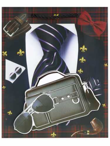 Пакет подарочный бумажный 26*32*10 см, 210гр/м2 Черное настроение 3D элемент