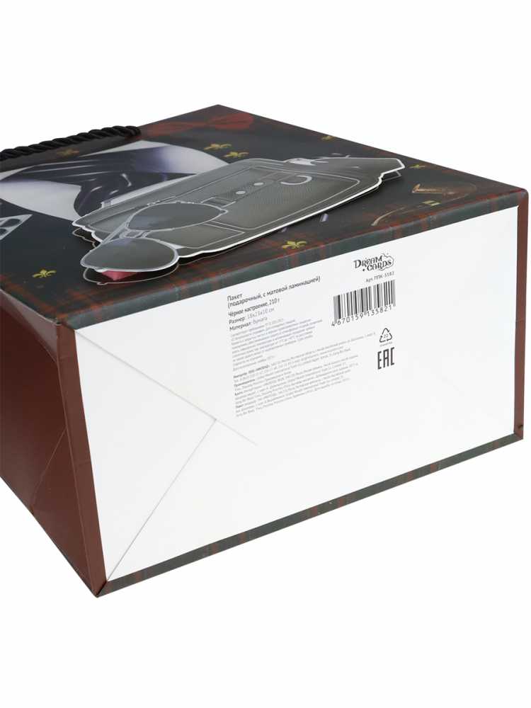 Пакет подарочный бумажный 26*32*10 см, 210гр/м2 Черное настроение 3D элемент