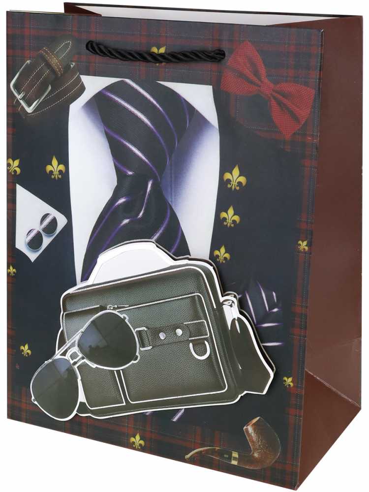 Пакет подарочный бумажный 26*32*10 см, 210гр/м2 Черное настроение 3D элемент