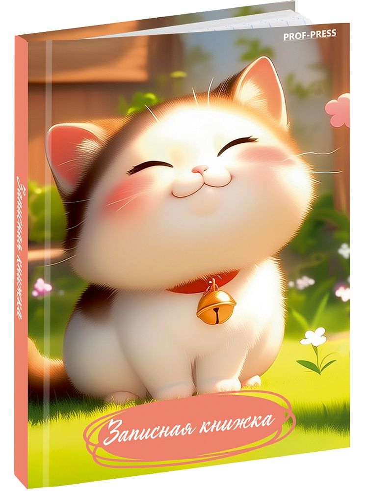 Блокнот А7 клетка, 64 листа, Пухлый котенок, глянцевый ламинат