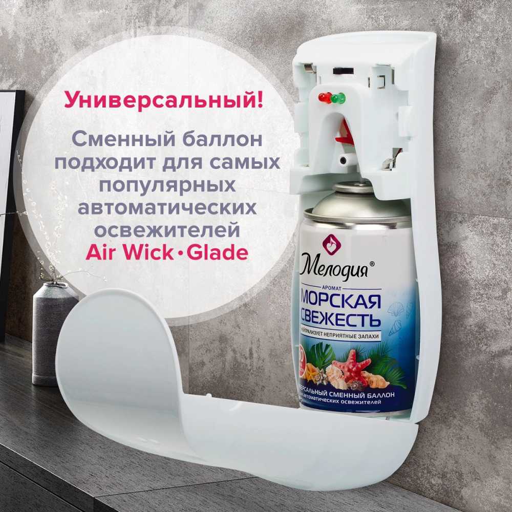 Сменный баллон 250 мл МЕЛОДИЯ Морская свежесть, для автоматических освежителелей, универсальный