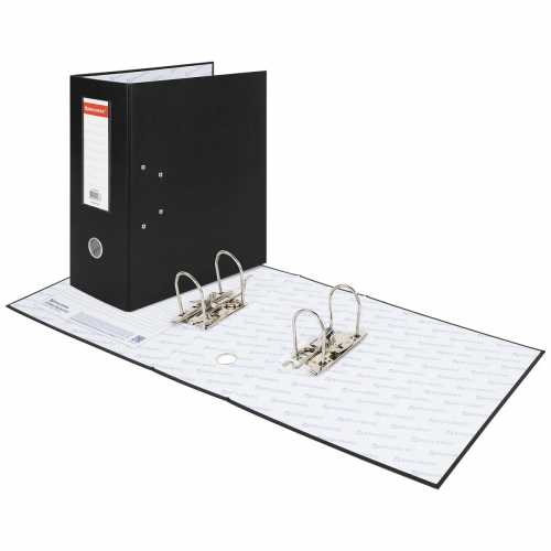 Папка-регистратор BRAUBERG с двумя арочными механизмами (до 800 листов), покрытие ПВХ, 125 мм, черная