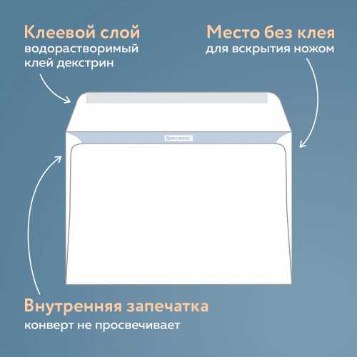 Конверт С4 (229х324 мм), клеевой слой (без клейкой ленты) , внутренняя запечатка, 90 г/м2, BRAUBERG